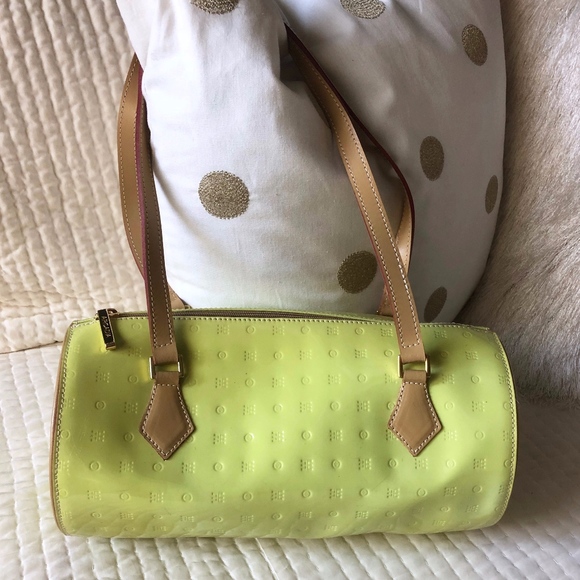 Arcadia Handbags - Arcadia Green Patent Barrel Bag Purse
